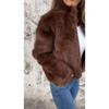 Autumn Winter Women's Coat Imitation Fur High Neck Zipper Fashion Casual Top Coat