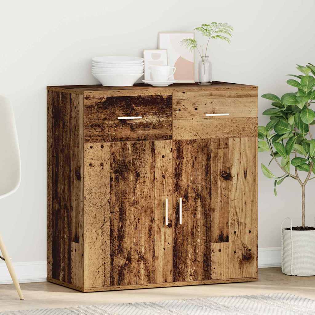Sideboard with Drawers Reclaimed Wood Look 78 X 38 X 80 Cm Engineered Wood