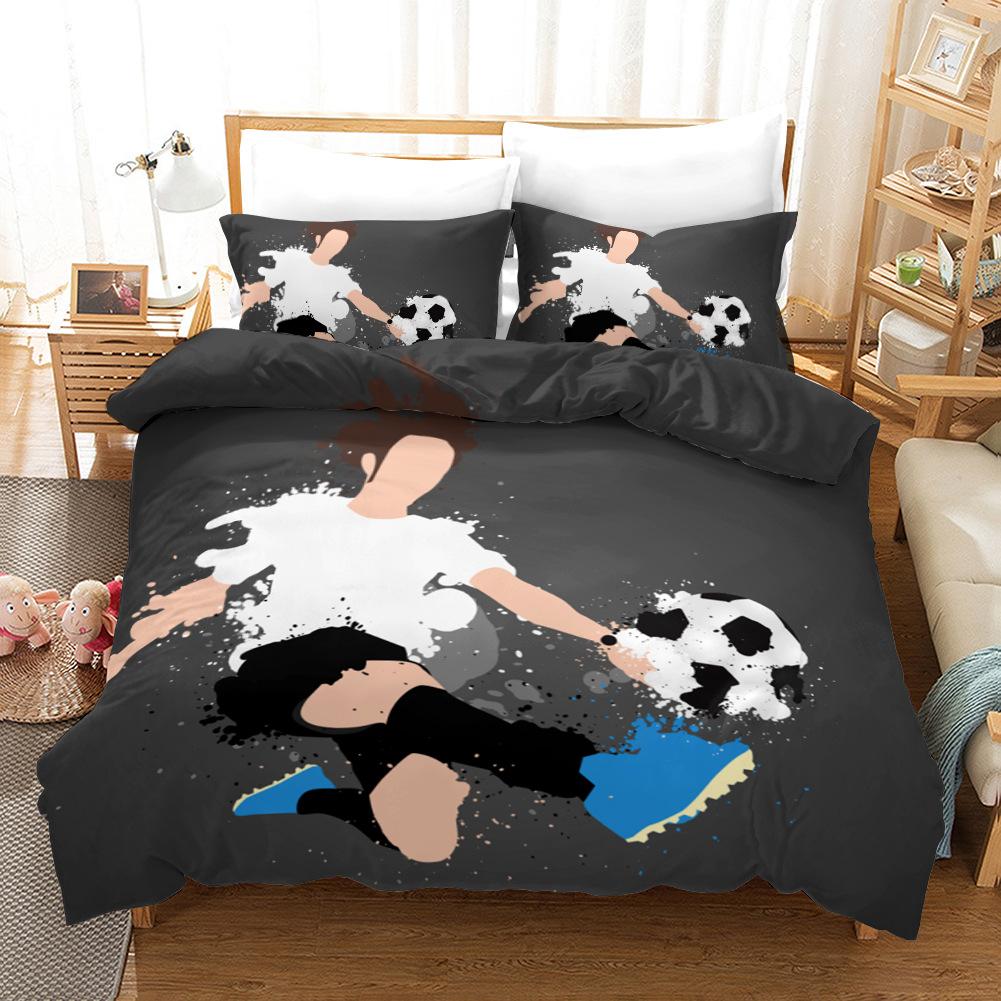 Football Duvet Cover Set Soccer Goal Soft Bedding Set Sports Competitive Theme 2/3Pcs Full Queen King Size Quilt Cover