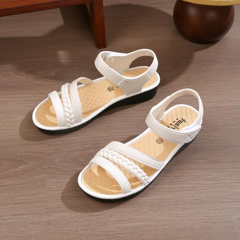 1 Pair 2025 Simple and Fashionable Flat Non-Slip Waterproof Casual Beach Mom Sandals