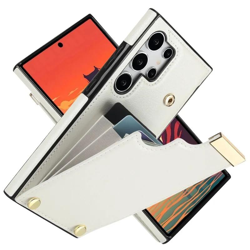 Organ Card Slot Leather Phone Case for Samsung Galaxy S21 S23 FE S25 S24 S22 Ultra Plus A15 A54 A35 A55 A36 A56 A26 Wallet Cover