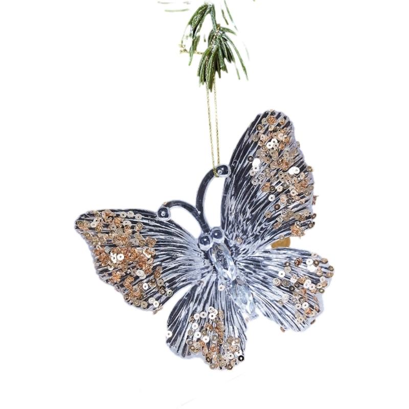 Bruchsichere Glitzernde Acryl-Feiertagsdekorationen Hirsch Schneeflocke Ornament für Weihnachtsbaum und Heimparty