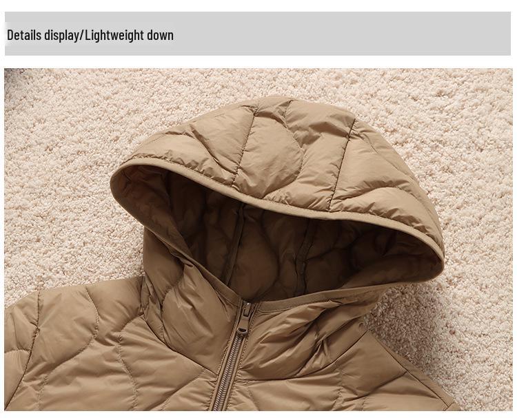 2025 Autumn/Winter Women's Hooded Lightweight Down Jacket - Long Sleeve, Casual, Warm, Korean Fashion Style.