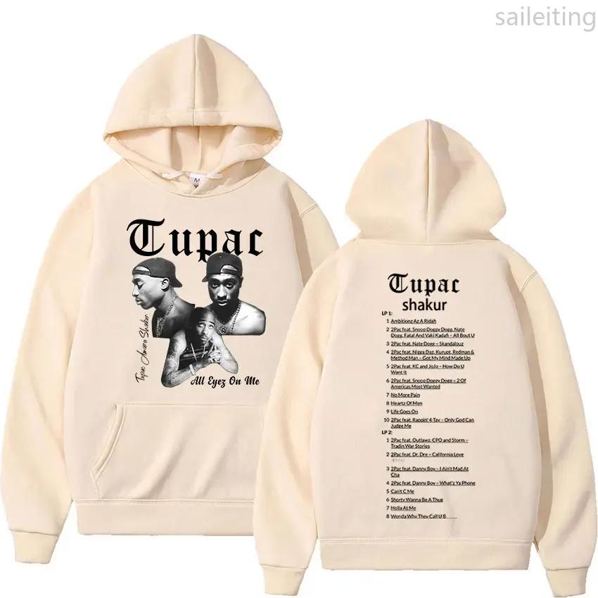 Retro Raperis Tupac 2pac Hip Hop Kanguru Kabatas Hūdijs Ziemas Apģērbi Sieviešu Streetwear Estētiski Apģērbi
