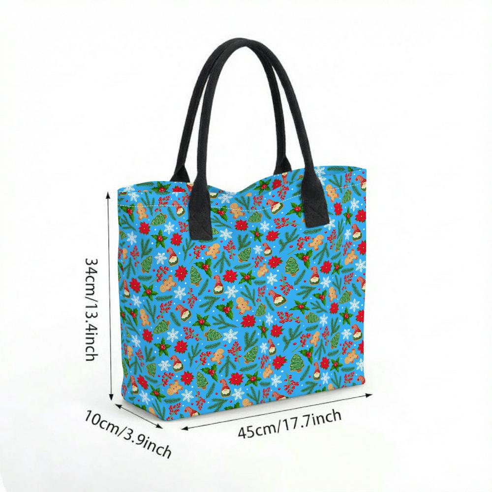 Christmas Printed Tote Bag Large Capacity Casual Handbag for Daily Shopping Holiday Use
