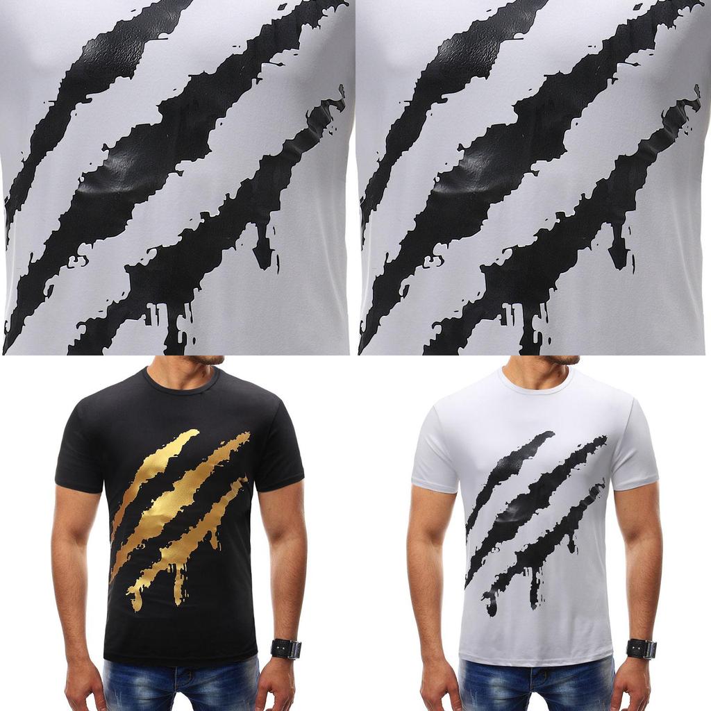 Premium Quality Male Summer Brand Short Sleeve Claw Flag Print O-neck Slim T-shirt Tops For Stylish Comfort