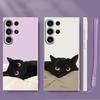 Coque de téléphone pour Samsung Galaxy S25 S23 S24 Ultra S21 Plus S22 S25Edge Note 20 10 Ultra S20 FE Chat Noir Dessin Animé Mode
