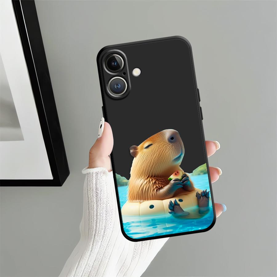 Case for iPhone 17Air 13 Mini 17 16 Pro Max SE X XS XR 14 15 Plus 7 8 12 11 Soft Back Phone Cover Cute Capybara