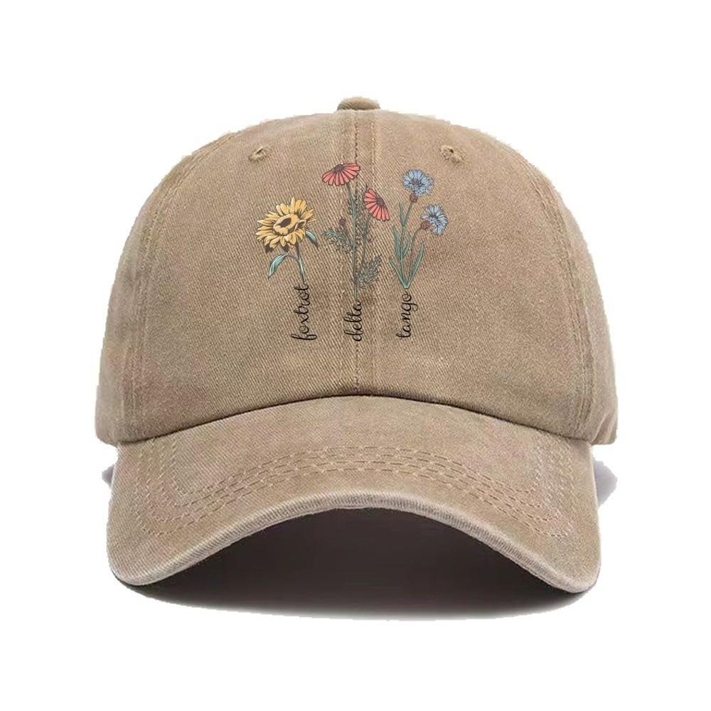 New Casual Printed Baseball Cap Vintage Washed Dad Sun Hat Sunflower Multiple Colors Snapback Cap Daily Wear