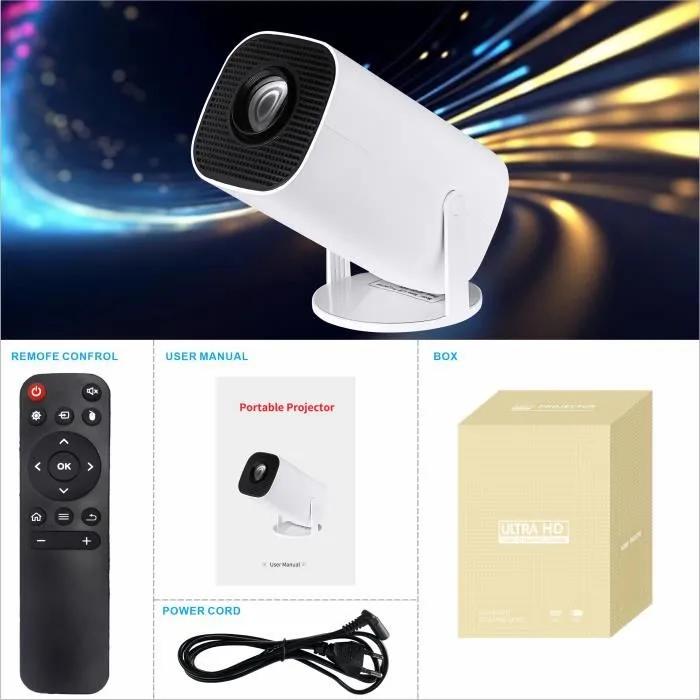 Mini Projector 4K Native 720 Supported Portable Movie Projector Adjustable Angle Smart Video Beamer with BT 5.0 WiFi6 EU Plug