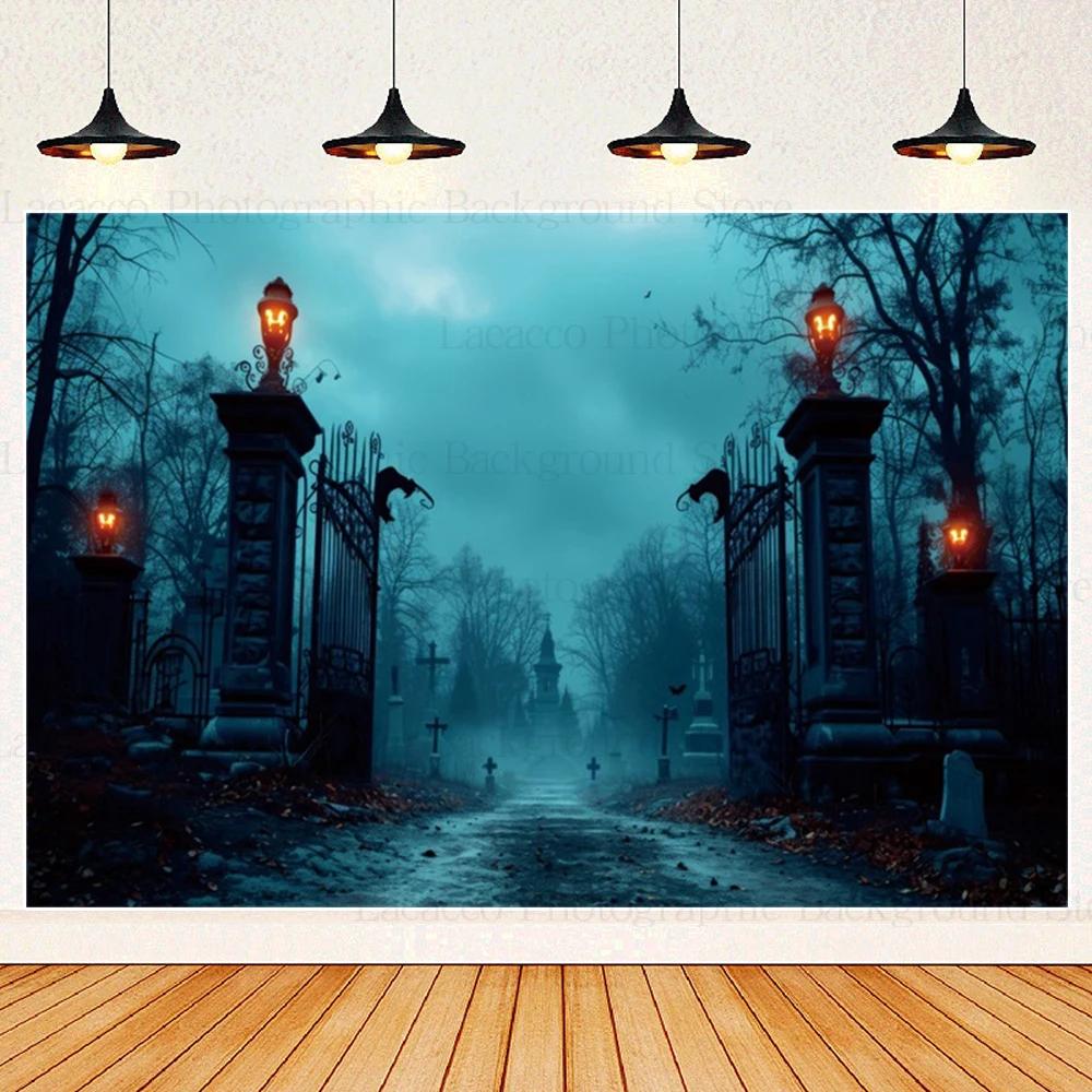 Friedhof Totenkopf Hintergrund Geister 2025 Halloween Party Horror Nacht Thema Wanddekoration Banner Baby Kulisse Studio Foto Requisite