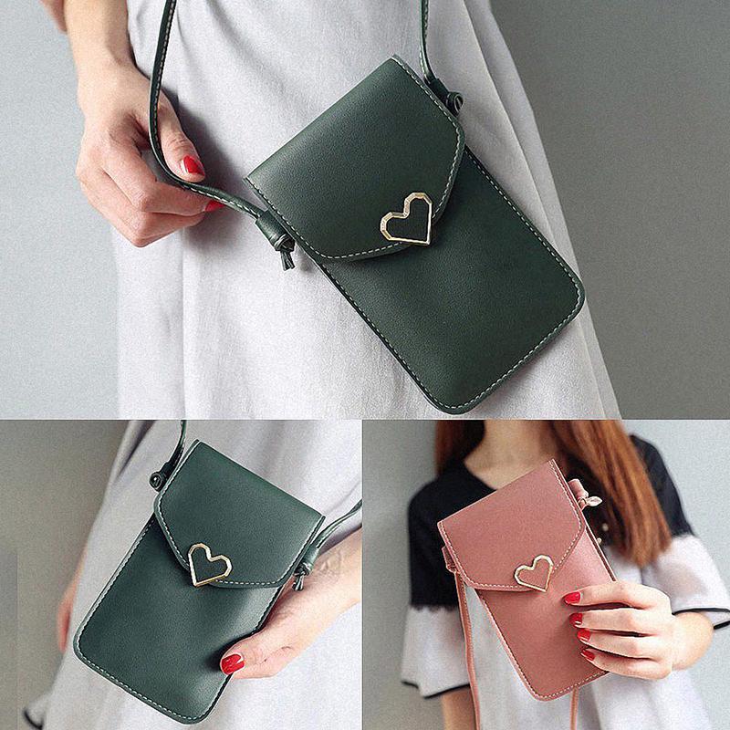1pc Cute Leather Touch Screen Purse Handbag Shoulder Bags Mobile Phone Bag Retro Crossbody Gift