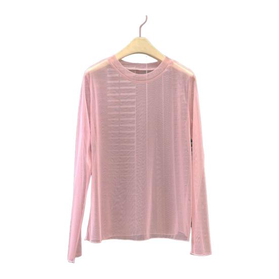 Women UV Protection Tops Round Neck Long Sleeve Loose Fit Quick Dry Beach Wear See-through Thin Blouse