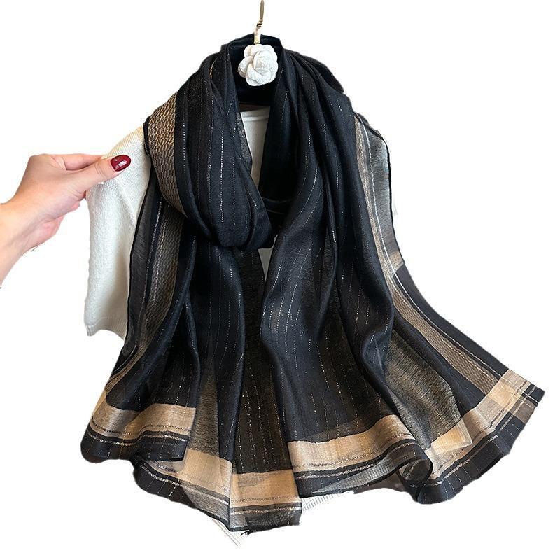 Long Silk Wool Scarf Shawls and Wraps for Women Solid Foulard Pashmina Poncho Female Summer Sunscreen Scarves Hijab Bandana New