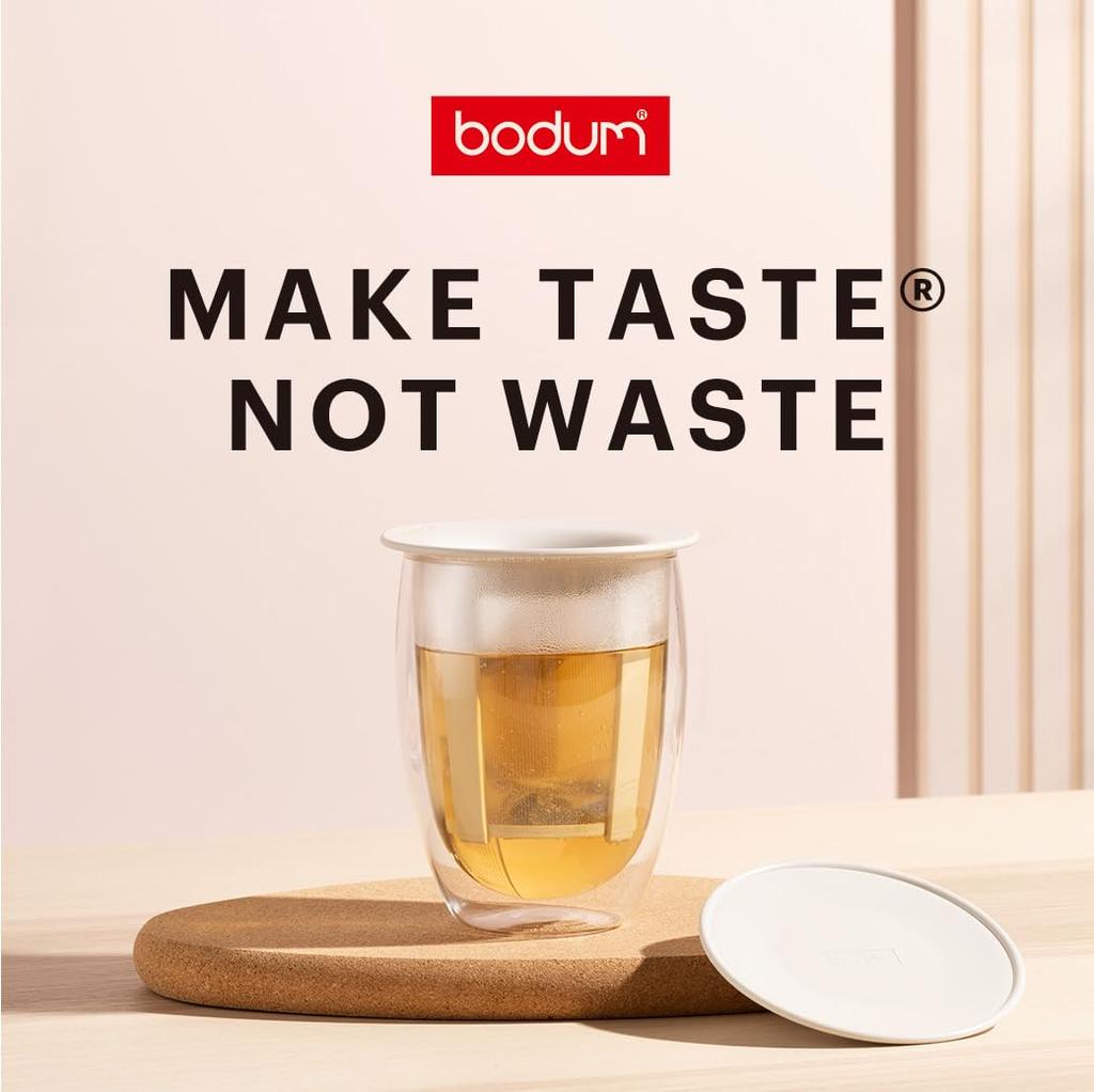 Bodum Teapot, Tea Maker, TEA FOR ONE, Double-Walled Glass with Tea Filter, 350ml, Black, for Black Tea, Green Tea, Chinese Tea, Herbal Tea, and Fruit