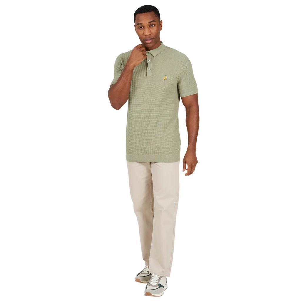 Brave Soul Mens Knitted 3 Button Placket Polo Shirt