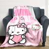 1 vnt. Hello Kitty vardinė antklodė Lengvas flanelinis pledas sofai, lovai, kelionėms, stovyklavimui, svetainei, biurui, sofai, foteliui