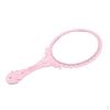 HAND HELD MIRROR WITH Embossed Rose Pattern for Makeup, Oval Round