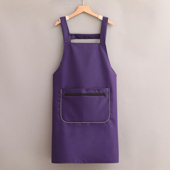 Kitchen Apron with Dual Pocket Solid Color Water-Resistant Oil-proof Adjustable Men Women Chef Cooking
