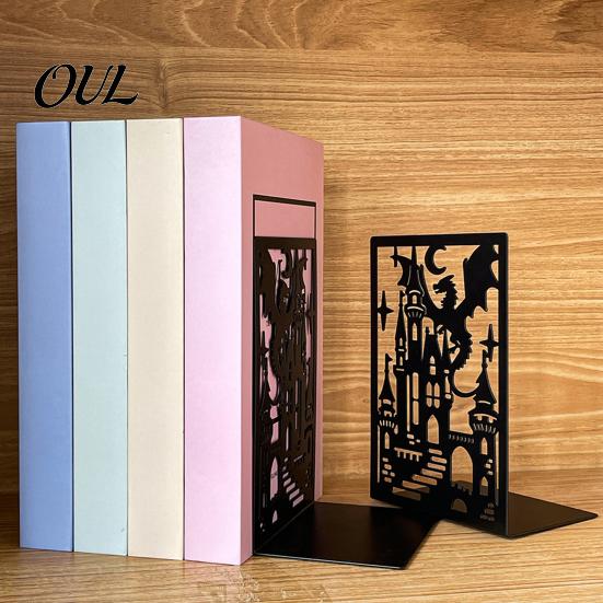 Metal Bookends 1 Pair Dragon Bookends, Fantasy Castle Decorative Book Ends Decor Gift for Shelves, Heavy Duty Gothic Holders Home Office Library