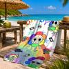Cartoon-Charaktere Dandy Collage Strandtuch Mikrofaser Strandtuch, Leicht und Schnelltrocknend, für Sommerreisen, Schwimmbad-Fan Geburtstagsgeschenk