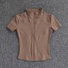 Tricou de Yoga de Vară cu Fermoar pentru Femei - Mânecă Scurtă, Croială Strâmtă, Ideal pentru Alergare, Pilates și Fitness