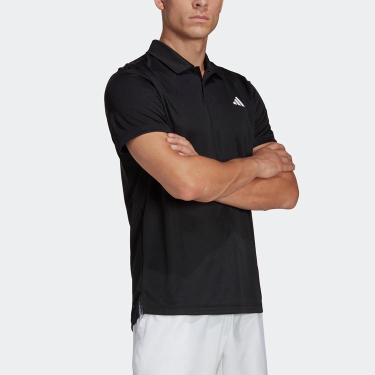 adidas Heat.Rdy Tennis Polo Shirt with Solid Color Logo Print Men Tops Black HS3236