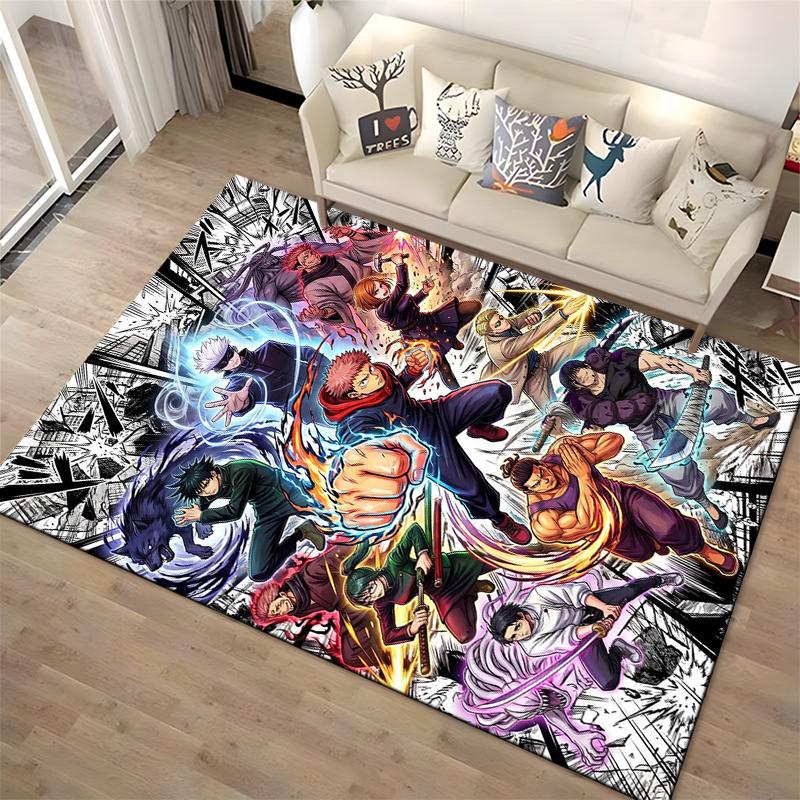 Anime-Style Carpet with Energetic Characters and Action Design Suitable for Use As an Anti-slip for Living Room Bedroom Sofas