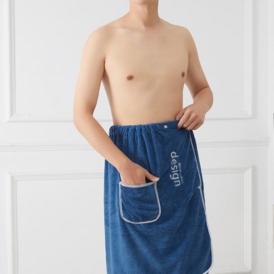 Herenbadhanddoek Absorberende sneldrogende badwikkelhanddoek met veilige gesp en zak voor Gym Spa Sauna Douche