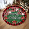 Christmas Ornaments Round Rug Merry Christmas Santa Rudolph Riding Home Mat  Living Room Decor Sofa Rug Festival Event Carpet