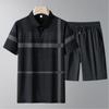 Men's Summer Casual Ice Silk T-Shirt and Shorts Set for Middle-aged & Elderly