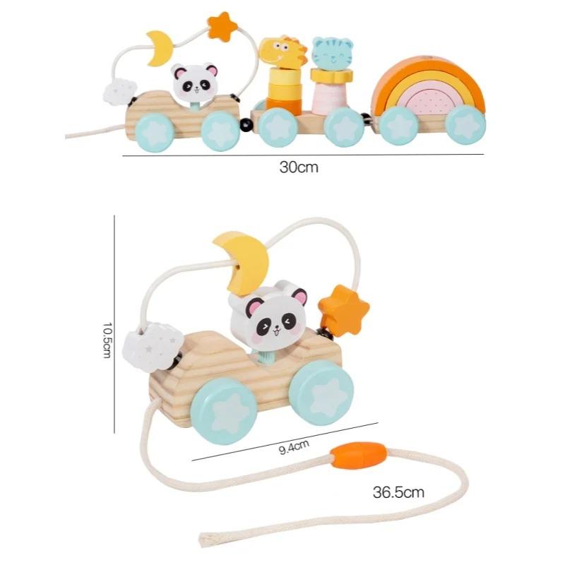 Wooden Train Birthday Toy Montessori Toys Baby Educational Toys Wooden Trolley Baby Learning Toys Number Of Wood Baby's Toys