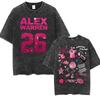 Vintage Washed Alex Warren Finding Family On The Road Tour 2026 Music T-shirts Men Women Fashion Aesthetic Short Sleeves T Shirt
