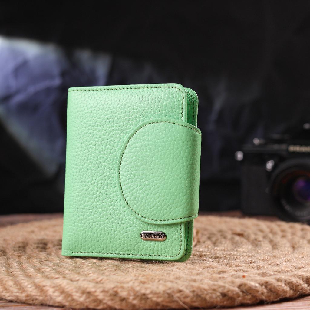 Portofel compact pentru femei din piele naturală CANPELLINI Portofel 21666 Verde deschis