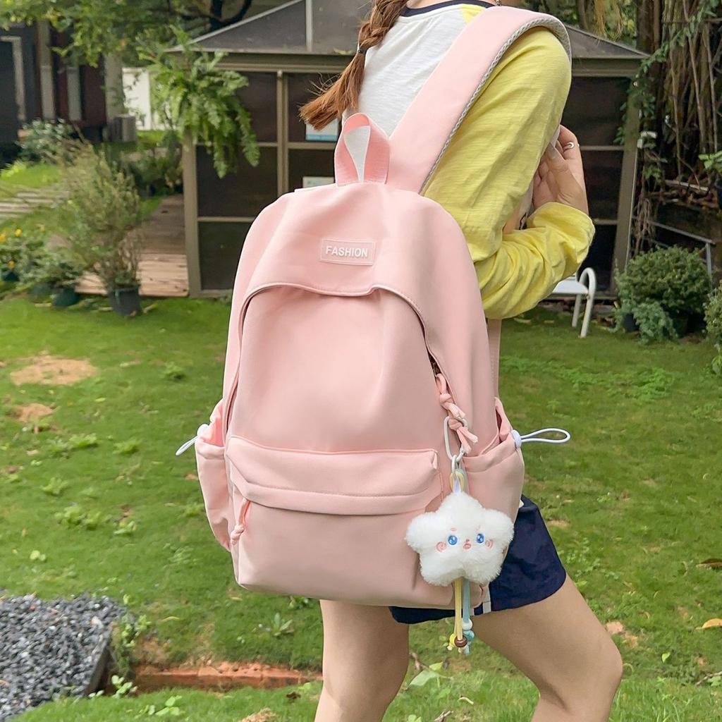 Schoolbag new solid color backpack, Korean version ins junior high school college student schoolbag leisure travel large capacity backpack