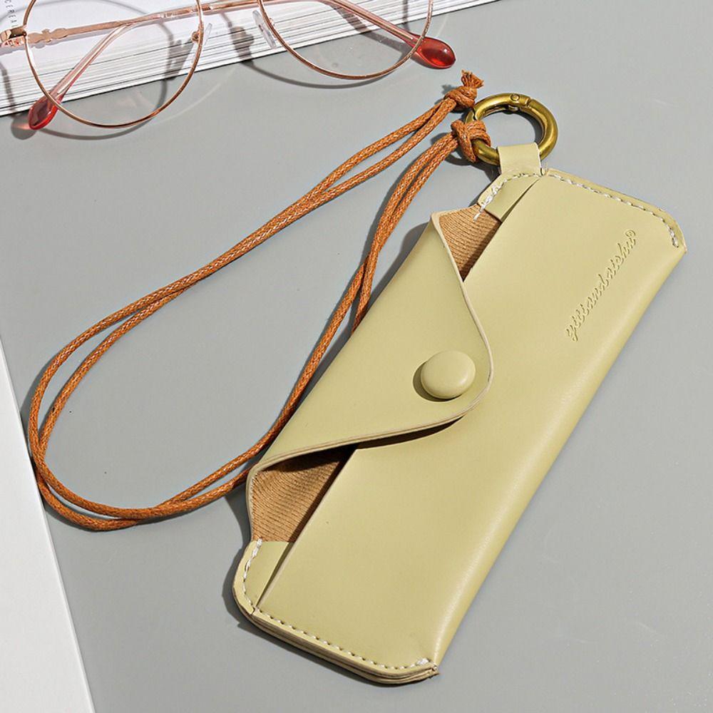 Snap-fastener Sunglasses Bag PU Leather Eyewear Protector Solid Color Eyeglass Pouch  Boys Girls
