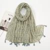 Bufandas Chalinas Nuevas Estampadas de Lino Suave Algodón Hijabs Musulmanes para Mujer Foulard Premium Femme Largos Frescos Florales Bufandas con Borlas Echarpe
