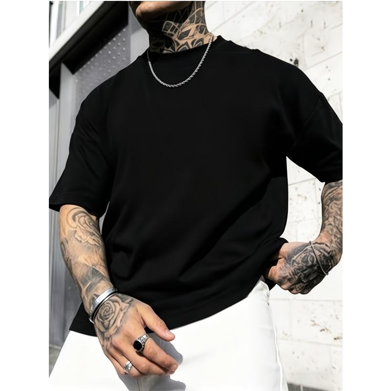 Men's Cotton T-Shirt with Trendy Print - Summer Short Sleeve Round Neck Casual Tee, Machine Washable Breathable Fabric for Streetwear & Daily Wear