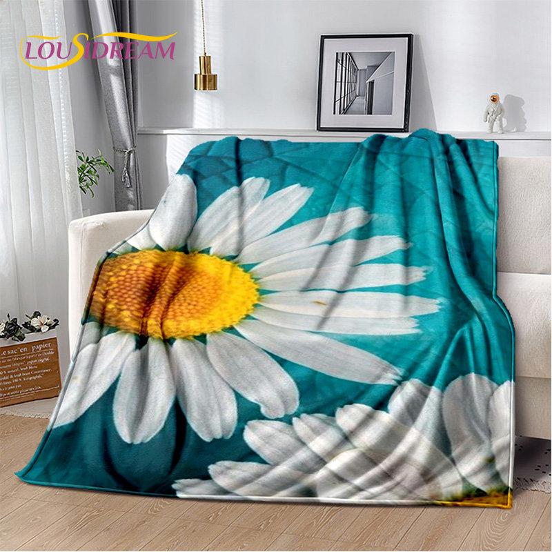 Nordische 3D-Gänseblümchen-Blume, weiche Plüschdecke, Flanelldecke, Überwurf, Decke für Wohnzimmer, Schlafzimmer, Bett, Sofa, Picknick, Bettdecke