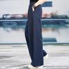 Retro Wide Leg Casual Pants for Spring and Summer Cotton and Linen Solid Color Elastic Waist Plus Size Women's Clothing