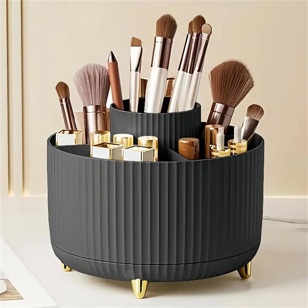 Organizér na make-up otočný o 360° – 1ks plastový úložný prostor na kosmetiku s 5 přihrádkami – Multifunkční držák na štětce