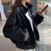 Women's Stand Up Collar Loose Zipper Casual Jacket