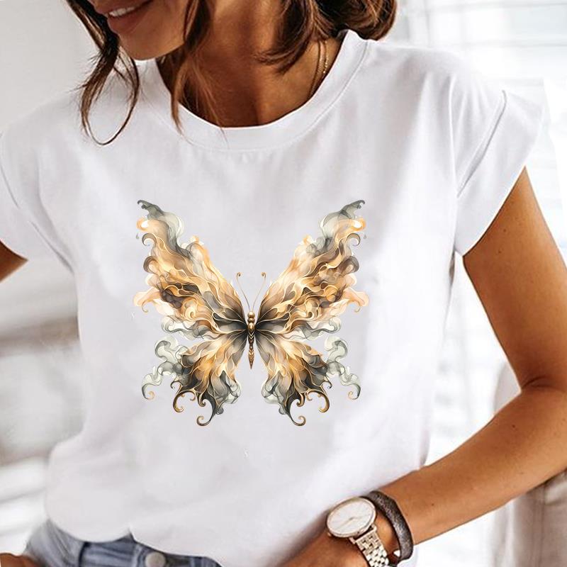 (Asian Size) Women Sweet Flower Trend 90s Casual Top Clothing Fashion Print Lady Female  Short Sleeve T Shirt Tee Graphic T-shirts