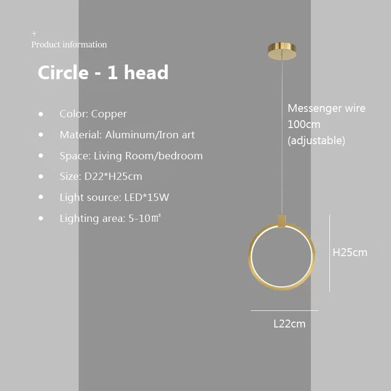 Modern Minimalist LED Pendant Light Chandelier For Hotel Bedrooms Dining Living Room Black Gold Decor Circular Hanging Lamp
