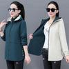 Women's Spring Summer and Autumn Hooded Jacket  Mother Fashion Korean Version of Loose Wild Large Size Casual Windbreaker Top Women