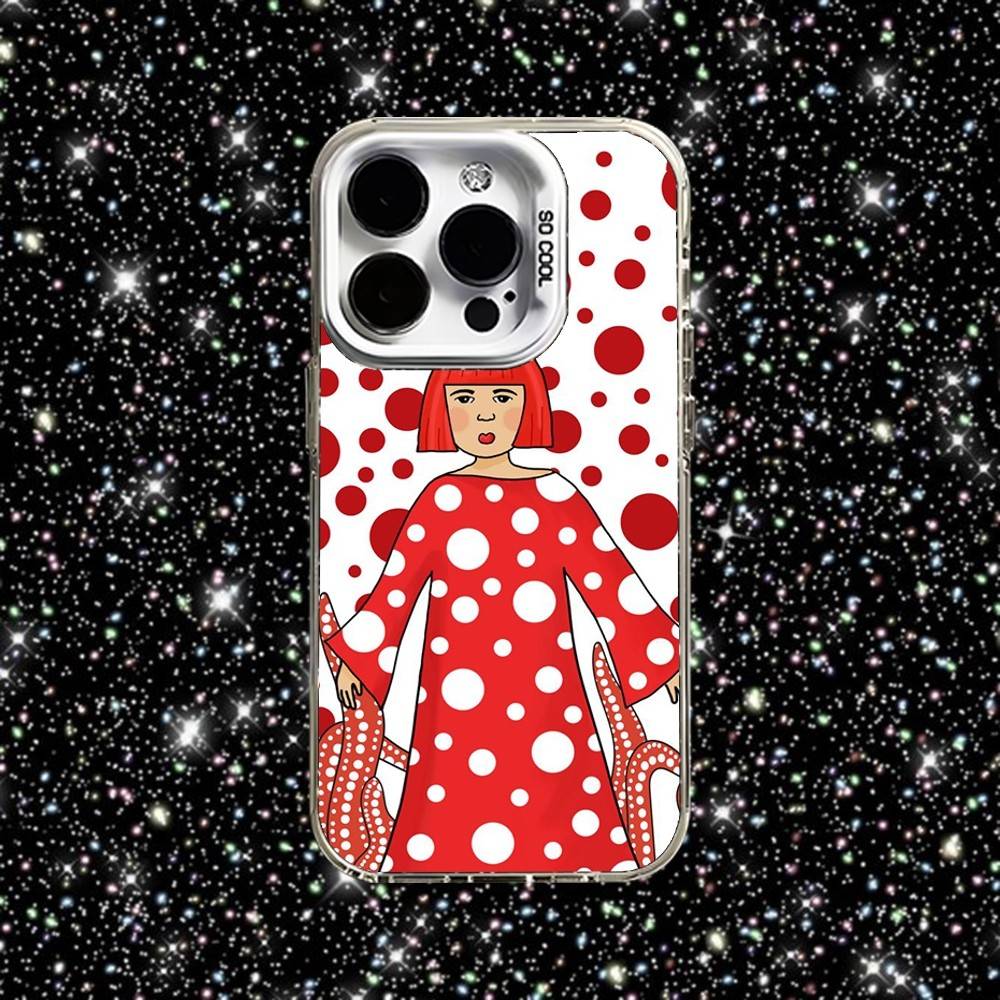 Y-yayoi K-Kusama Art Phone Case For iPhone 16,15,14,13,12,11,Pro,XS,Max,Plus,Mini,SE White Candy Matte Shockproof Cover