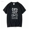 LIVET ÄR SOM ATT CYKLA T-shirt långa eller korta ärmar vintage Tvättad Snygg Stretchig Mångsidig Bekväm Unisex Mjuk