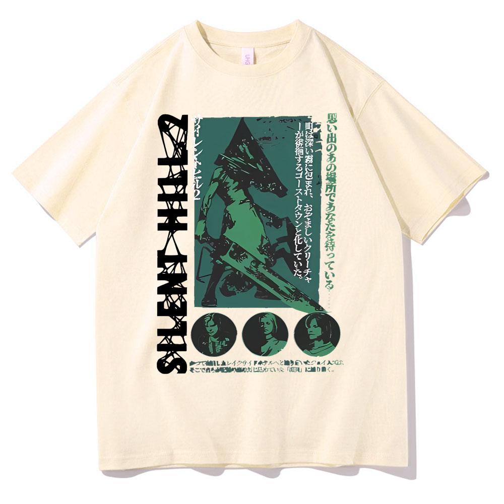 Horror Game Fun Silent Hill 2 Graphic T Shirts Male Rock Oversized Tees Men Women Vintage Casual Tshirt Men's Cotton T-shirts