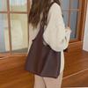 2025 New Style Korean Women's Tote Bag - Large Capacity, Simple Design, Solid Color, Lightweight Soft Leather, Mother-and-Child Trendy Shoulder Bag