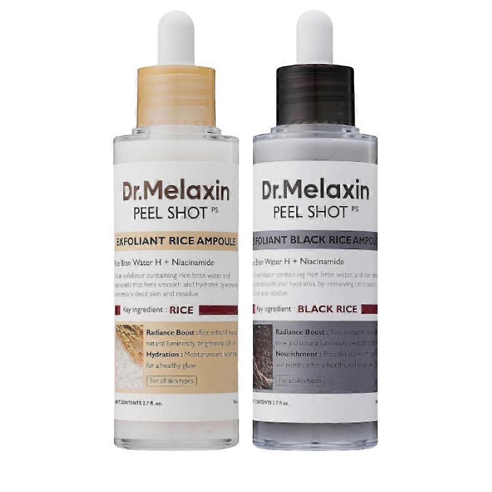 2 DB Dr.Melaxin PEEL SHOT GLOW BŐRHÁMLASZTÓ RIZS AMPULLA (FEHÉR RIZS/FEKETE RIZS) 80 ml